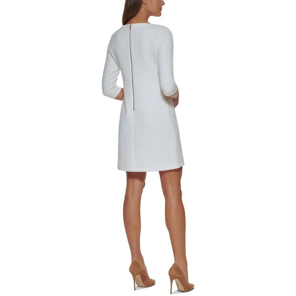 Tommy Hilfiger Womens Ivory Window Pane Boatneck Mini Sheath Dress NWT - Picture 2 of 3